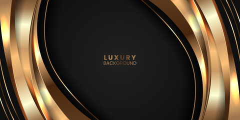 curve smooth golden color with black background for luxury elegant background for award winning