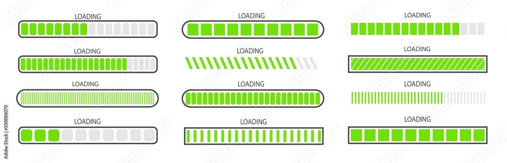 Aufkleber a set of green download progress icons, a speed indicator showing the status of downloading a file f