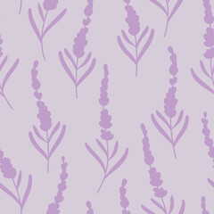 Fototapeta na wymiar Purple lavender vector pattern, floral print, elegant texture