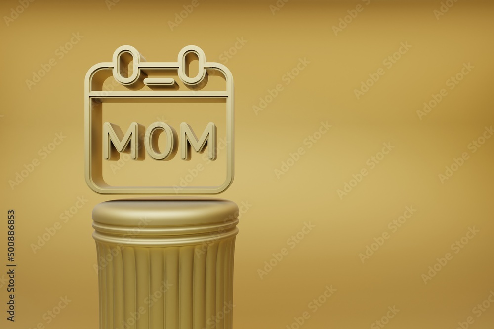 Poster beautiful illustrations golden calendar with word mom symbol icons on a golden column and wonderful 