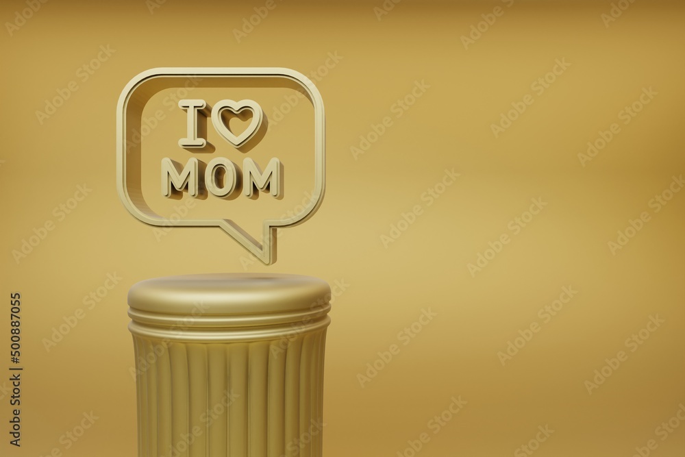 Poster beautiful illustrations golden message with words i love mom and heart symbol icons on a golden colu