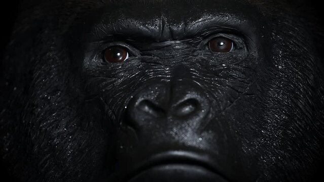 footage of gorilla face dark background