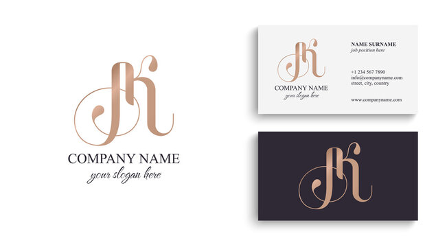 AK letter monogram. Elegant luxury KA logo. Calligraphic style. Vector design. Luxurious linear creative monogram.
