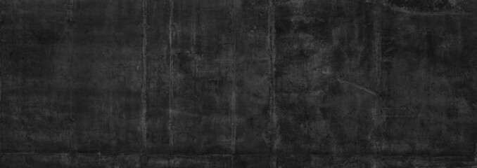 black panoramic concrete wall background for design