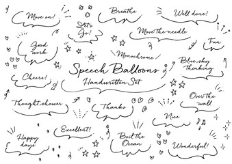 手描きの吹き出しセット（モノクロ）