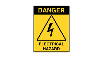 Danger Electrical Hazard Symbol Sign on White Background
