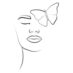 Portrait in a minimalist style. Botanical prints.