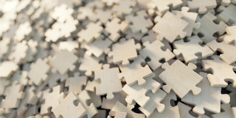 Infinite jigsaw pieces; social, teamwork and business concepts, original 3d rendering