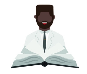 Flat Design young african american male Medical Professionals themed Icon.