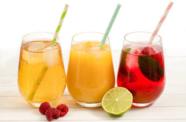 Fruity cold drinks with ice