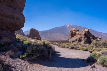 Foto op Canvas Path to walk between the Roques de Gracia and the Roque Cinchado in the natural area of Mount Teide in Tenerife, Canary Islands © unai