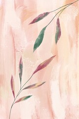 oil painting with leaves. Interior poster. texture of oil strokes of paint