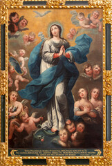 Obraz na płótnie Canvas VALENCIA, SPAIN - FEBRUAR 17, 2022: The painting of Immaculate Conception in the church Iglesia de San Marín by Isidoro Tapia (1712 - 1778).