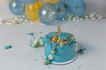 birthday cake with stars. bright cake for your first birthday