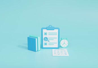 exam illustration cute 3d rendering