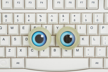 Googly eyes on a keyboard