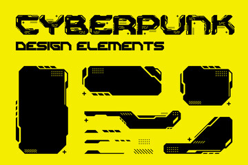 Cyberpunk style Vector Design Elements HUD UI pack. - 500896061