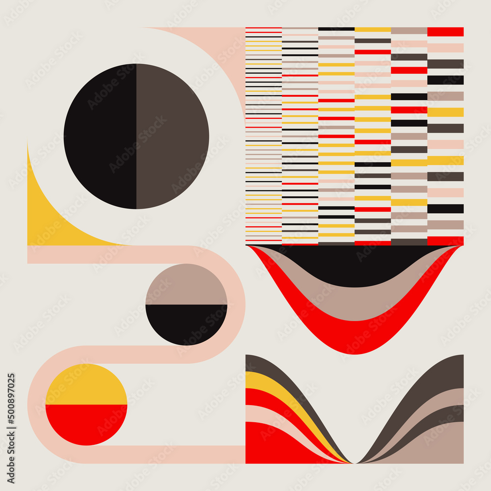 Poster digital collage graphics pattern made with generative art elements and vector geometric shapes