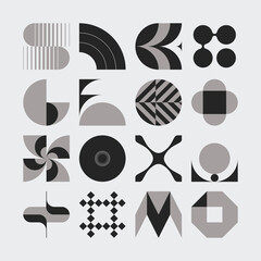 Logo Modernism Aesthetics Vector Abstract Shapes Collection Made With Minimalist Geometric Forms And Figures - 500897004