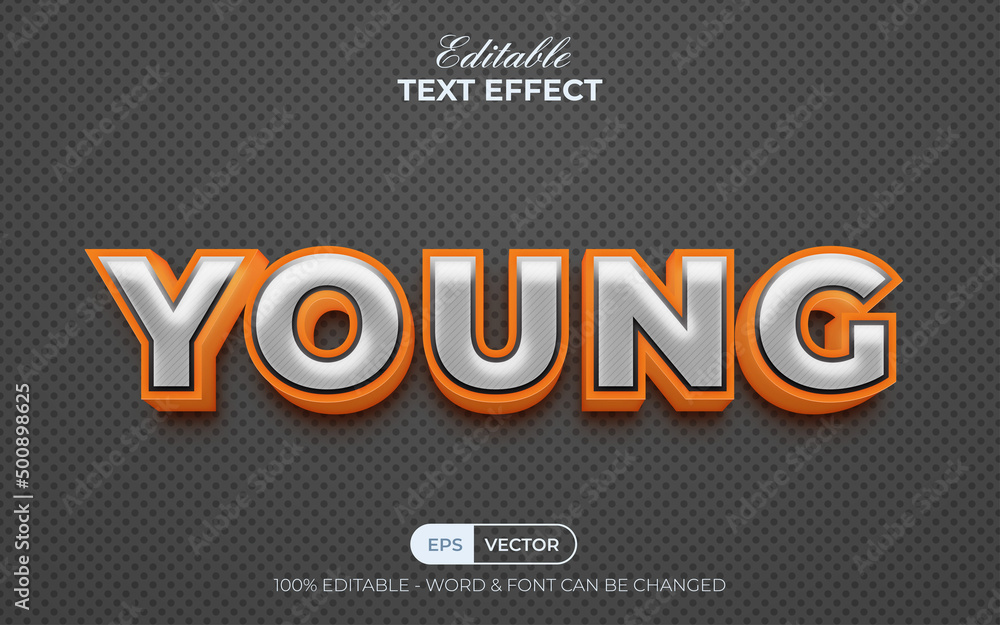 Aufkleber young text effect style. editable text effect.