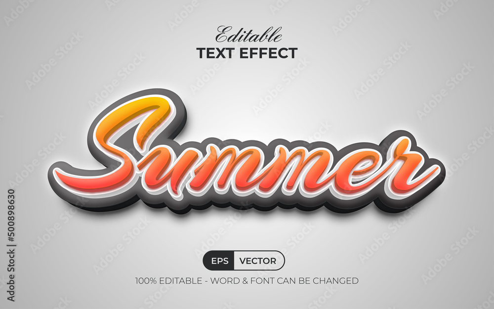 Poster summer text effect style. editable text effect.
