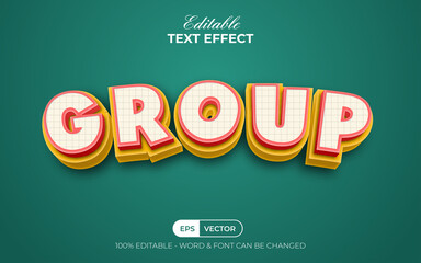 3D group text effect kids style. Editable text effect.