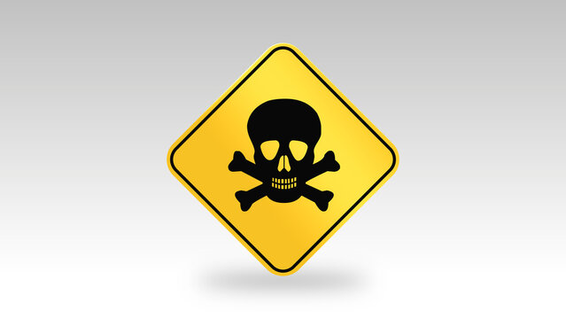 Skull Danger Sign Animation on White Background