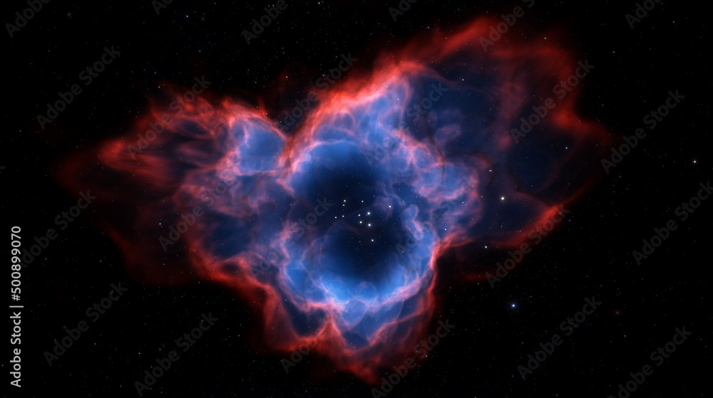 Wall mural cosmic nebula in space among stars and galaxies. gas dust clouds nebula in outer space. birth and ex