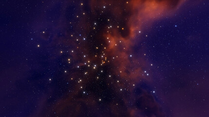 Billions stars in night sky, cluster of stars and galaxies, cosmic nebulae. Birth of a galaxy in the boundless cosmos. Infinite universe. 3d render