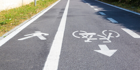 Cycle lane and pedestrian road signs