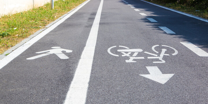 Cycle Lane And Pedestrian Road Signs