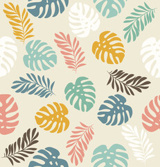 Tropical palm leaves seamless pattern