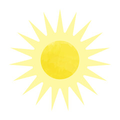 sun illustration / weather icons set / watercolor icons/ kids illustration / sun / yellow / golden