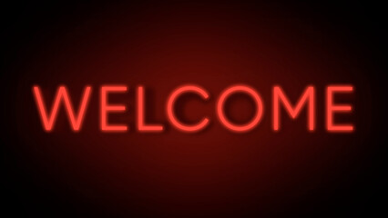 Red Welcome Text Sign Neon Glow