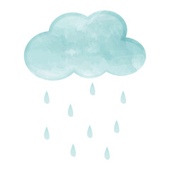 cloud and rain icon / cloud / watercolor icons / sky / blue / kids illustration / rain 