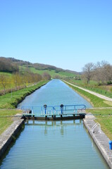 Canal de bourgogne passage d'écluse