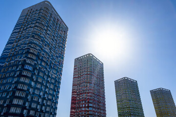 Obraz premium Beautiful facades of the surrounding residential buildings in the new quarter