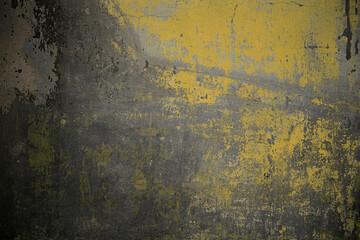 Old yellow paint on grey concrete wall, Grunge background