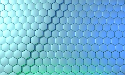 3D rendering dynamic hexagons abstract background with space for text, business, science, technology concept illustration.
