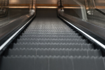 Closeup view of escalator in airport terminal