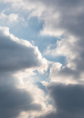 Two clouds with gap in between, concept of freedom and spirituality