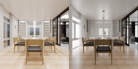 Fototapeta na wymiar Home decor. Living room. Stylish interior 3D render. Modern apartment 3D illustration.