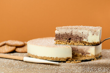 Dark and white chocolate cake with cookies