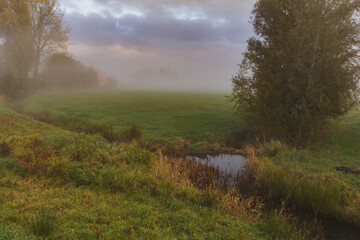 Fototapeta na wymiar Early morning in Netherlands, Friesland province.