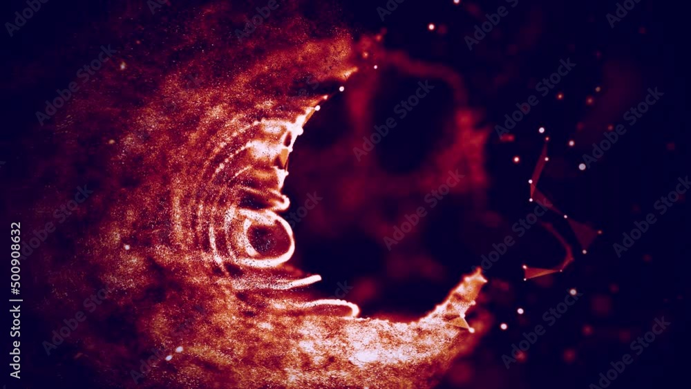 Poster fire abstract background seamless loop. technology background. red abstract particles.