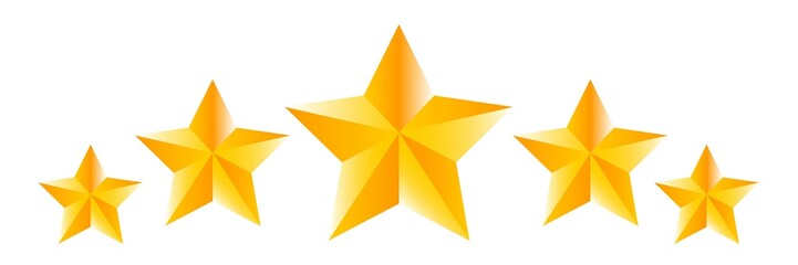 Fototapeta premium Five rating yellow stars. Star icon. Vector yellow isolated five stars. Customer feedback concept. Vector 5 stars rating review. Quality shape design.