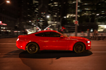 red car in night