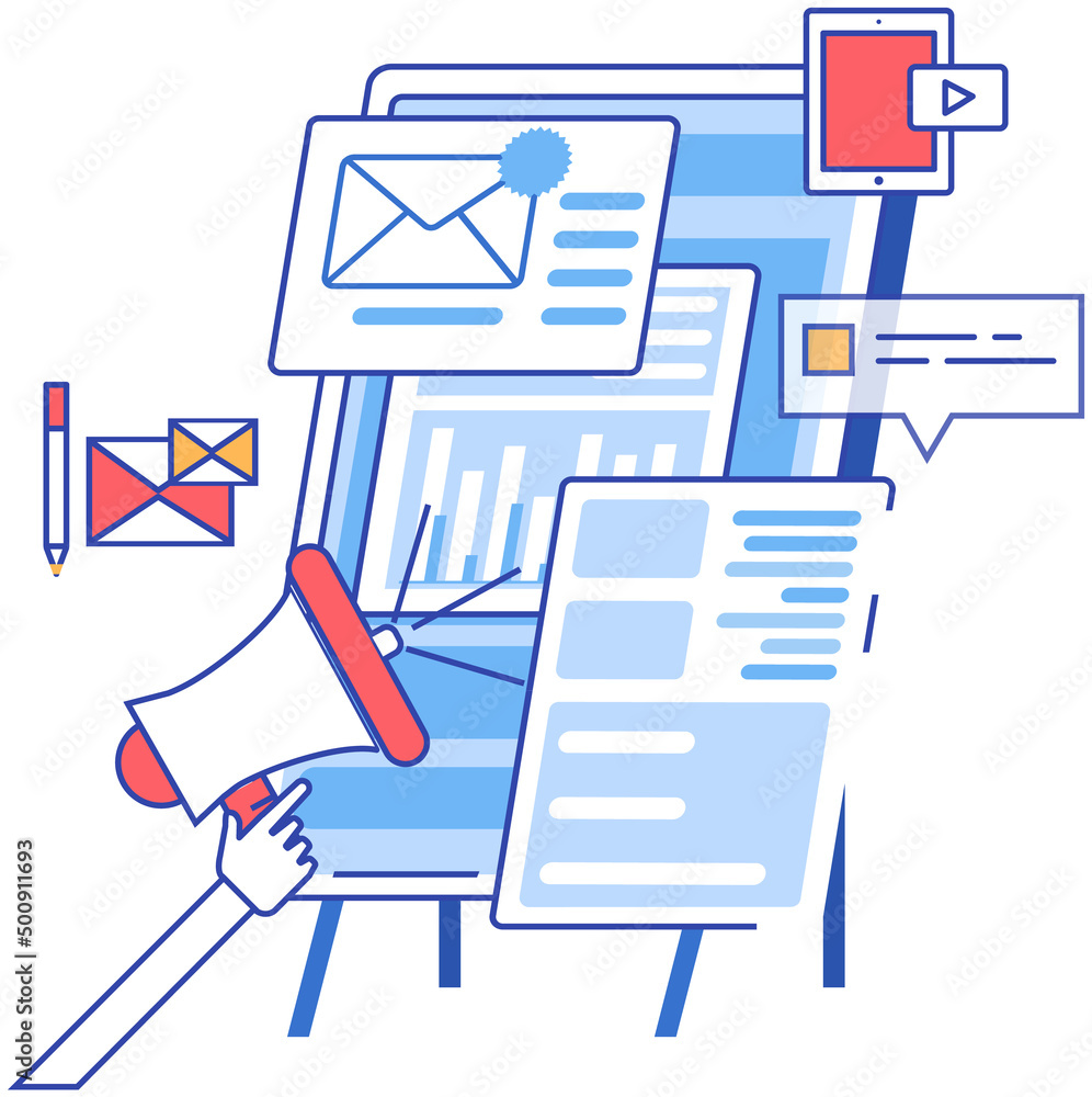 Poster vision statement and scope document. project main plan management concept. analysis of business data