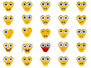 Grafika wektorowa przedstawiająca zestaw twarzy wyrażających różne emocje. Są to tak zwane emotikony.  - obrazy, fototapety, plakaty