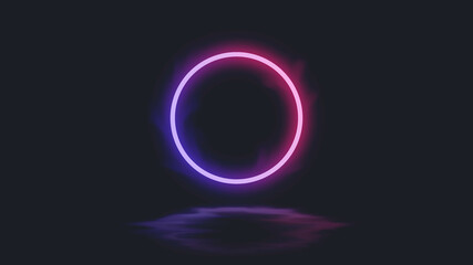 Neon Circle Light Red and Purple Blue Background with Wavy Shadow for Abstract Futuristic Wallpaper